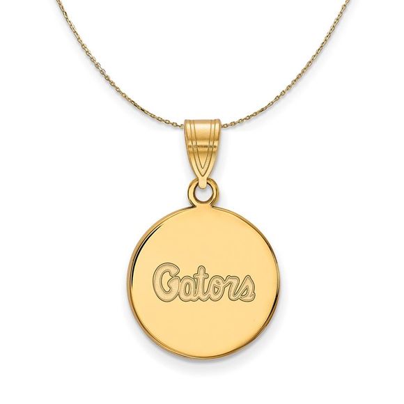 14k Yellow Gold U of Florida Medium Disc Necklace - 16 Inch
